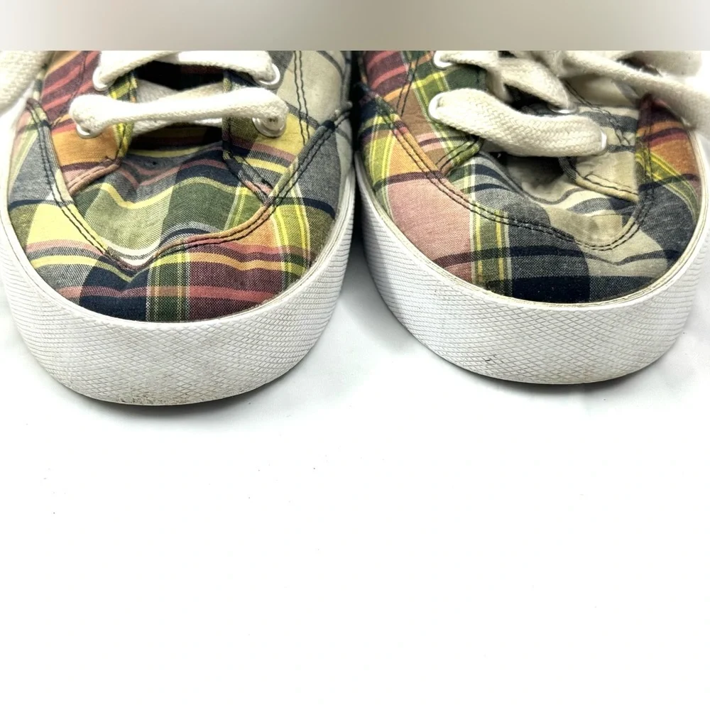 Polo Ralph Lauren Brisbane Plaid Canvas Lace-Up Sneakers - Size 10 D‎